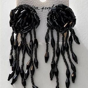 Free People Black Beaded Dangle Earrings NWT